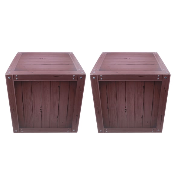 TAILTOSS Wood Grain Look Decorative Boxes, Lightweight Crate Props for Indoor or Outdoor Use