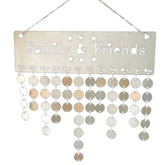 TAILTOSS Wooden Birthday Calendar Reminder Plaque, Family and Friends Wall Hanging Date Tracker Board, Rustic Home Decor