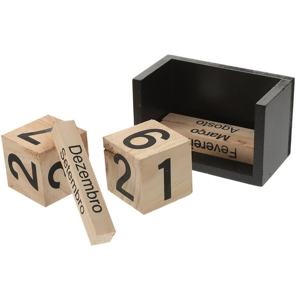 TAILTOSS Wooden Calendar Block for Home Assorted Color Wood Month Date Display Always Know the Date 4.7x3.5x2.1 Inches