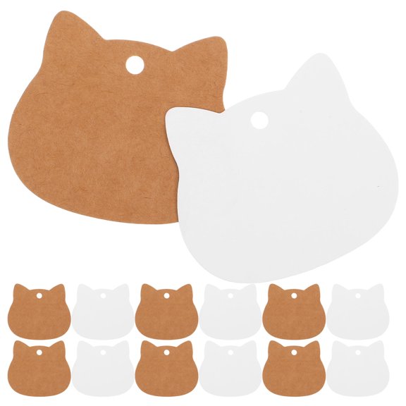 TAILTOSS Brown Kraft Paper Cat Head Tags, Blank Design, DIY Crafts, Party Decor, 200Pcs