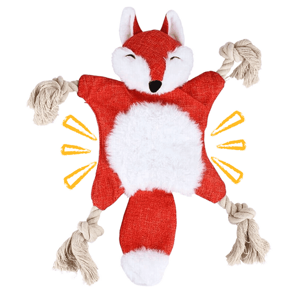 Taily Tails Interactive Plush & Chew Dog Toy for Tough, Red Fox Small, Medium & Large