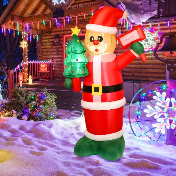 Taimasi Christmas Inflatables Outdoor Decorations, 6 Ft Christmas Blow up Santa Claus with LED Lights, Winter Outside Decor for Holiday Patio Garden