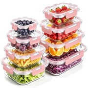 TAIMASI 16 Pcs Glass Food Storage Containers with Lids, Airtight Snap Lock Borosilicate Glass Meal Prep Containers, Microwave Oven Freezer Dishwasher Safe, BPA 