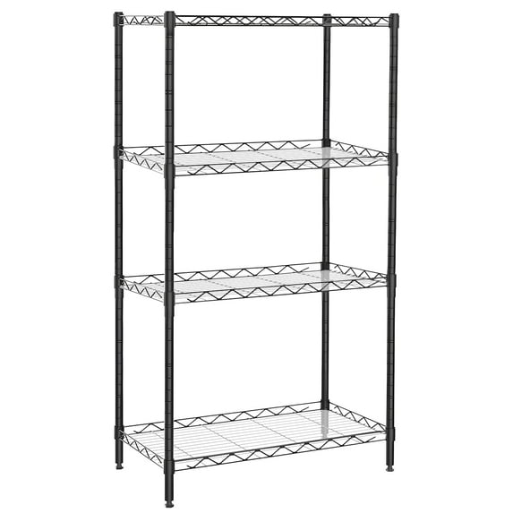 TAIMASI 4-Shelf Adjustable Heavy Duty Steel Wire Rack Storage Shelving Organizer for Kitchen, Garage, 23.62" L x 13.77" W x 47.24" H, Black