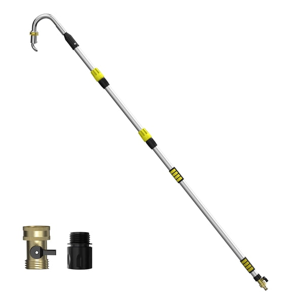 TAIMIGOO 24FT Reach Gutter Cleaning Tools from Ground, Telescopic Rain Gutter Cleaners Tool with Quick Connect Adapter and Heavy Duty Wand for 2nd Story House