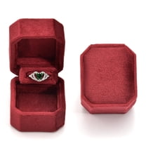 TAIMY Octagonal Velvet Proposal Ring Box, Single Slot Engagement Ring Box with Raised Ring Slot, Luxury Wedding Jewelry Gift Box (Red)