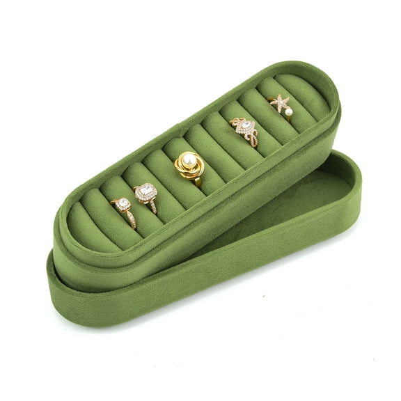TAIMY Velvet Jewelry Box, Travel Ring Organizer, Compact Portable Jewelry Case,The Perfect Gift for Your Daughter, Girlfriend, or Mom (green)