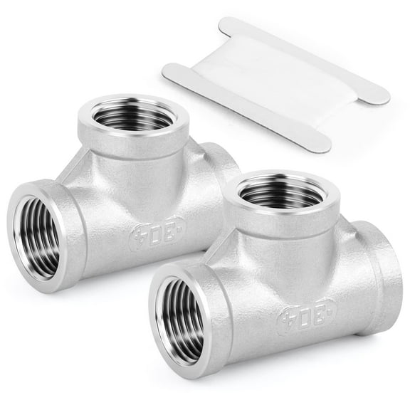 TAISHER 2PCS Stainless Steel Tee Pipe Fittings, 3/4" x 3/4" x 3/4" NPT Female Pipe Fittings