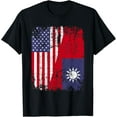 thumbnail image 1 of TAIWANESE ROOTS | Half American Flag | USA TAIWAN FLAG T-Shirt, 1 of 4