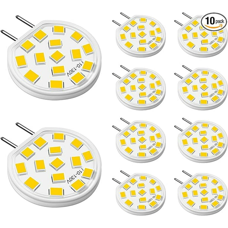 TAIYALOO G8 LED Puck Light Bulb 3W 30W 35W Halogen Equivalent Dimmable T4 JCD Type Bi Pin Base Warm White 3000K 120V G8 Bulbs for Under Cabinet