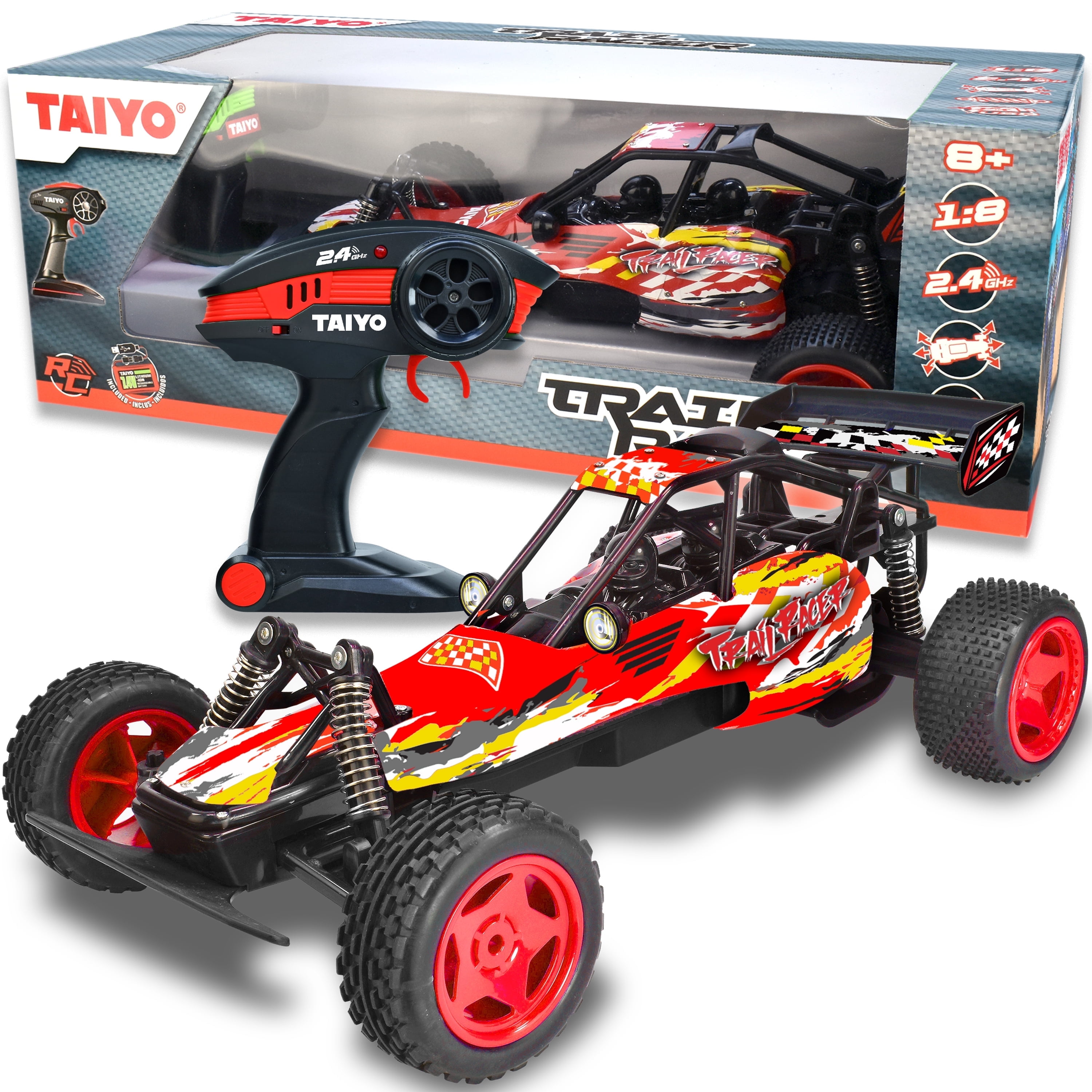 TAIYO RC Trail Racer Car, 1:8 Scale, Large High Speed Remote Control Vehicle for Kids and Adults, 2.4GHz Off Road Monster Truck Toy, All Terrain TAIYO RC Trail Racer Car, 1:8 Scale, Large High Speed Remote Control Vehicle for Kids and Adults, 2.4GHz Off Road Monster Truck Toy, All Terrain