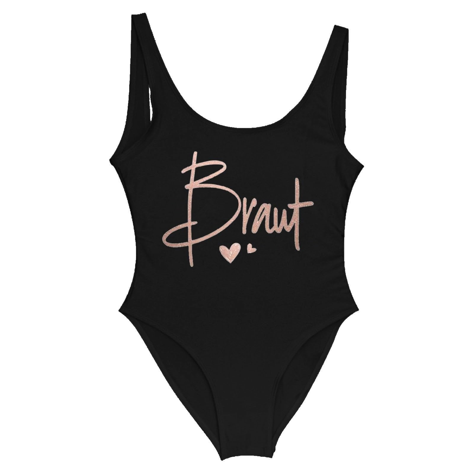 Costume Da Bagno Addio Al Nubilato 'Bride To Be' - Intero Con Stampa Lettere, Tankini Nero Per Donna