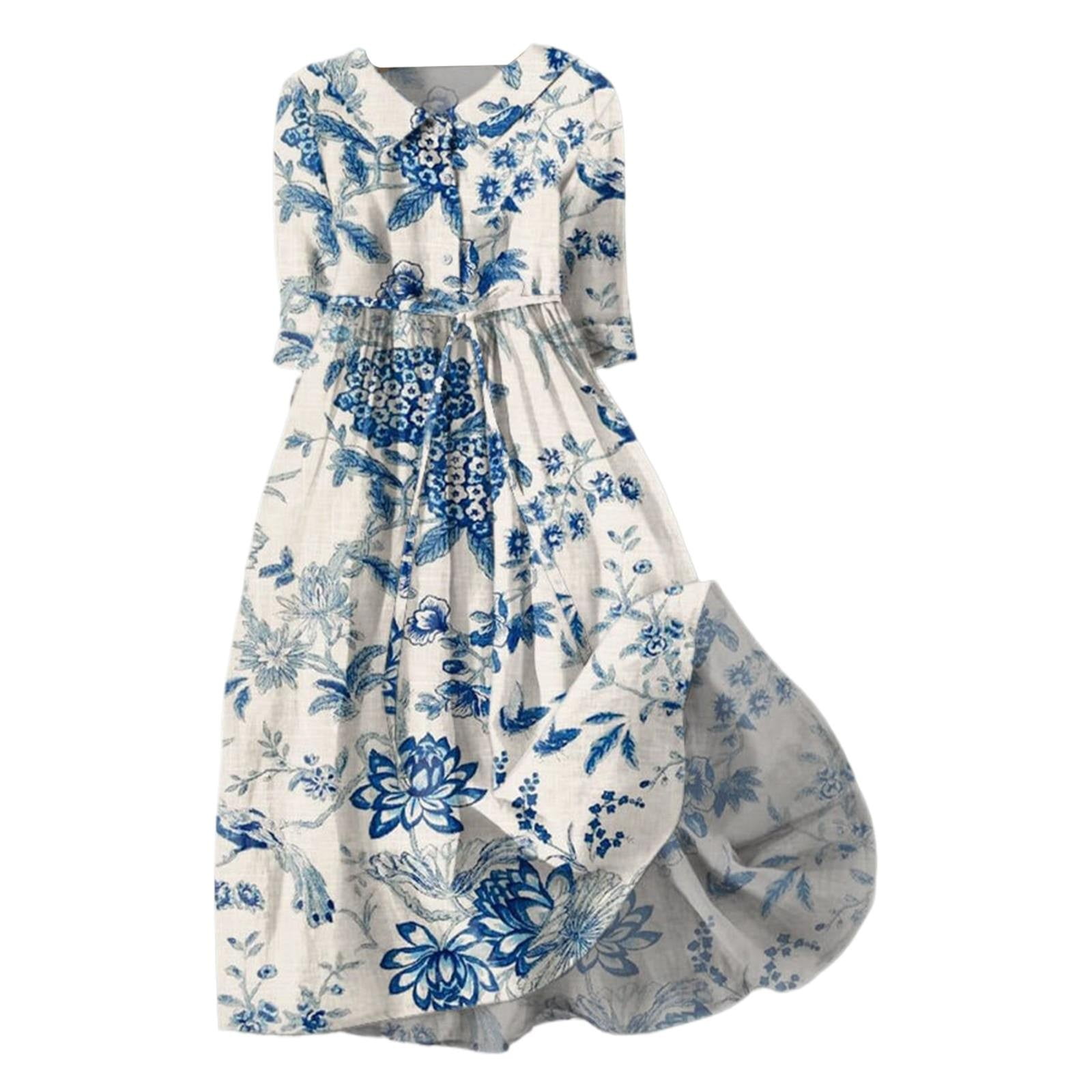 TAIYUECWJ Cotton Dresses Women Sexy Dresses Baby Blue Dress Black Long