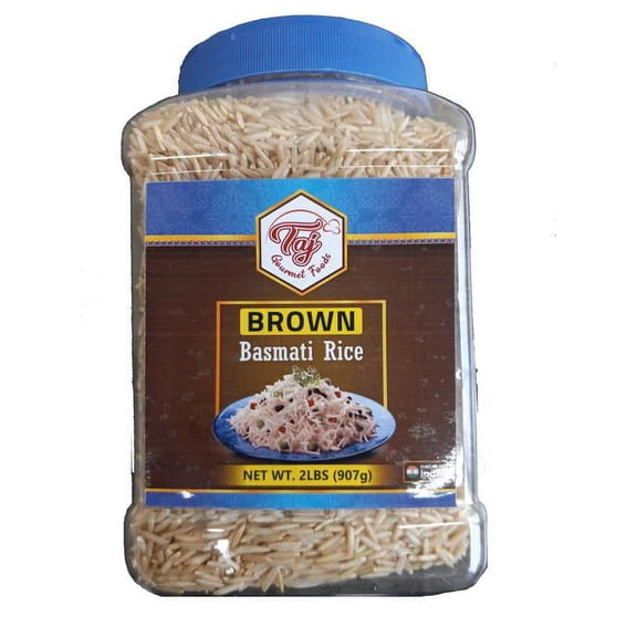 TAJ Brown Basmati Rice, 2lbs (907g) Jar Pack