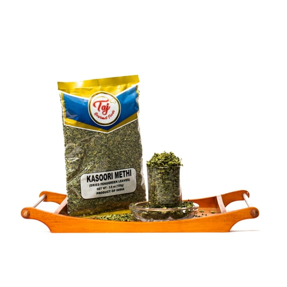 TAJ Premium Indian Kasoori Methi, Dried Fenugreek Leaves), 100 grams