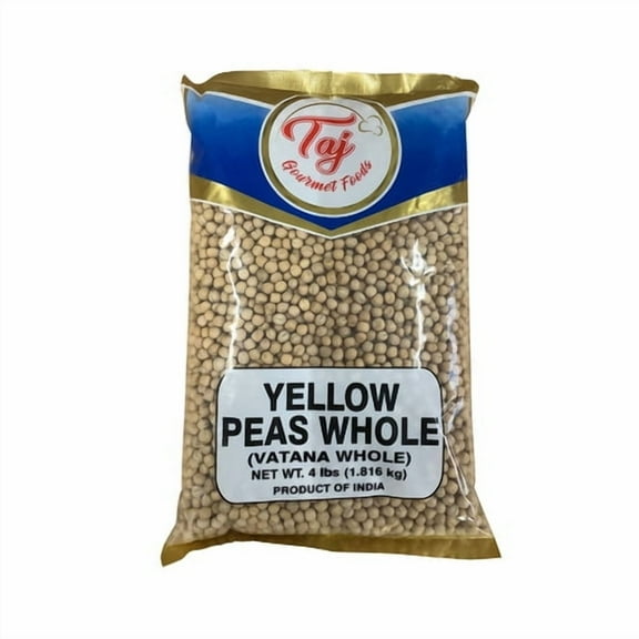 TAJ Yellow Peas Whole, Vatana Whole, Vatana, Matar, 4lbs.
