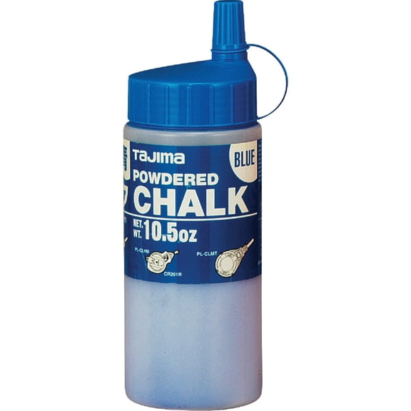 TAJIMA Micro Chalk - Fluorescent Blue 10.5 oz 300g Ultra-Fine Snap-Line Chalk with Durable Bottle & Easy-Fill Nozzle - PLC2-FB300