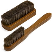 Takavu Leather & Upholstery Cleaning Brush Set with 100% Horsehair Bristles, Car Interior & Furniture Cleaner for Seats, Shoes & Bags