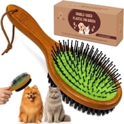 TAKAVU Double-Sided Pin and Boar Bristle Pet Brush, 2-in-1 Grooming and Deshedding Tool for Dogs and Cats with Long or Short Hair, 1-Pack