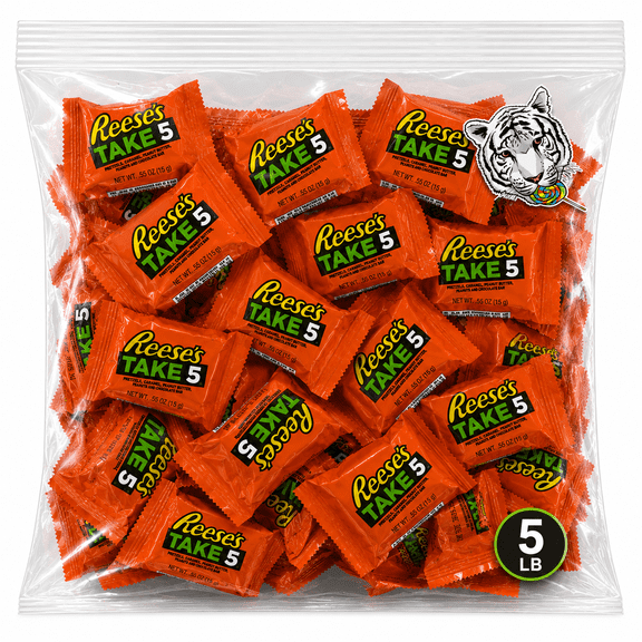 TAKE 5 Pretzel, Peanut and Chocolate Candy Bars, 5 LB Bulk, SnackSize, Individually Wrapped