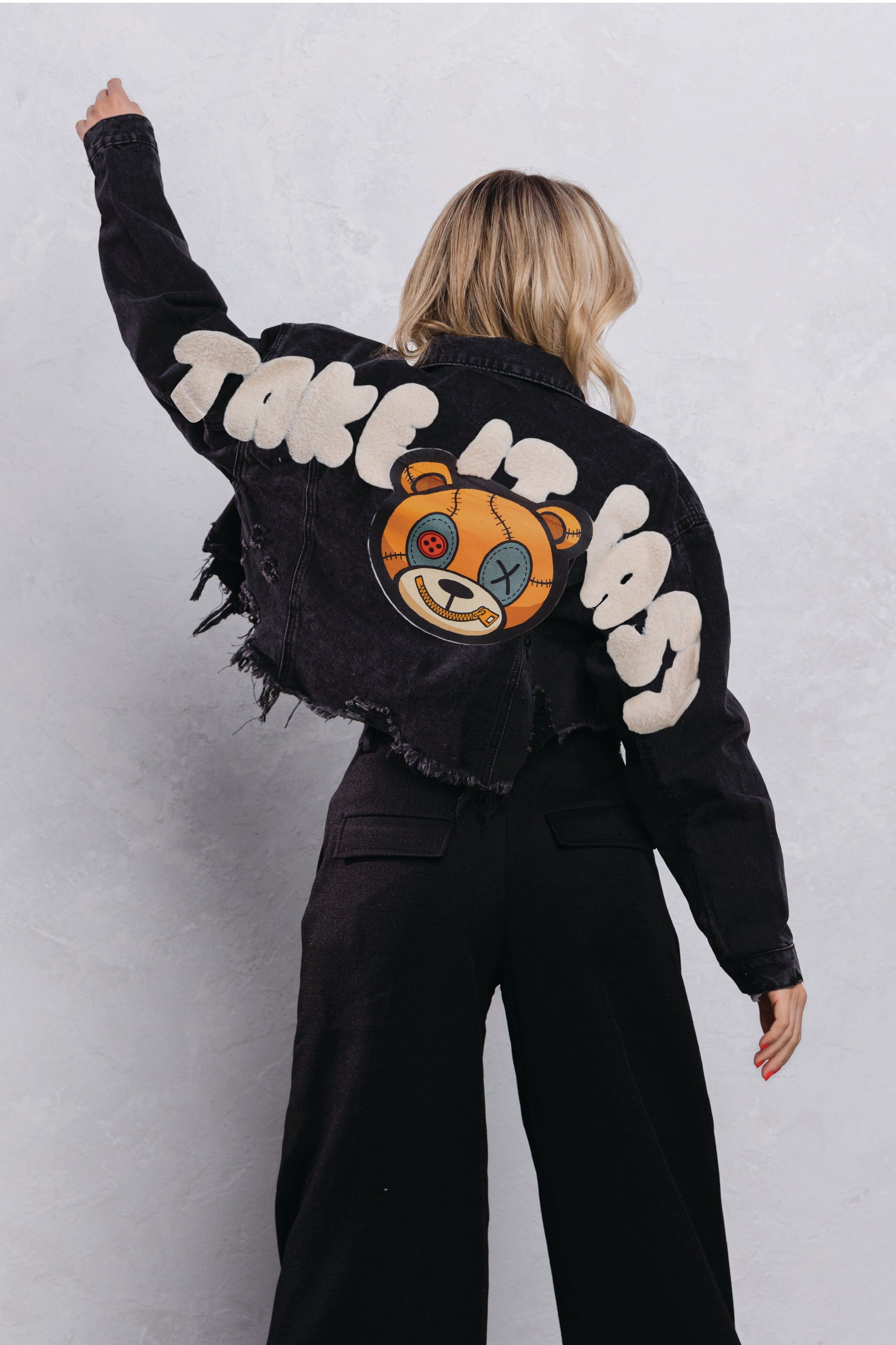 Cropped black teddy bear jacket 2025