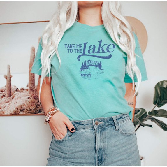 TAKE ME TO THE LAKE Garment Dyed Graphic T-Shirt