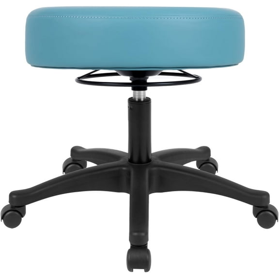 TAKE UR SEAT 17" Table Height Adjustable Round Seat Stool Heavy Duty Ship and Built Within 24 Hours, Spa, Medical, Lab, Cleanroom, Nylon Casters, Blue