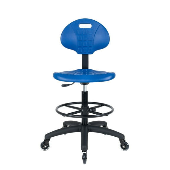 TAKE UR SEAT Deluxe Polyurethane Drafting Lab Stool Chair, 18" Adjustable Footring, 10" Adjustable Height, 450 lbs seat Capacity, Heavy Duty, Built and Shipped Within 24 Hours, Blue, Rubber Caster