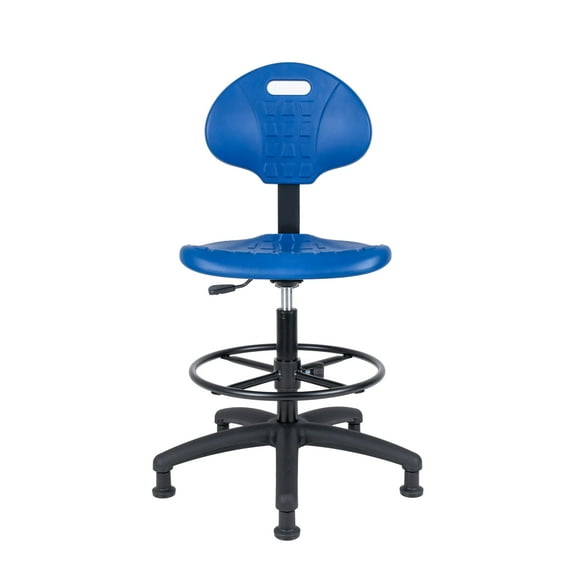 TAKE UR SEAT Deluxe Polyurethane Drafting Lab Stool Chair, 18" Adjustable Footring, 10" Adjustable Height, 450 lbs seat Capacity, Heavy Duty, Built and Shipped Within 24 Hours, Blue, Glide