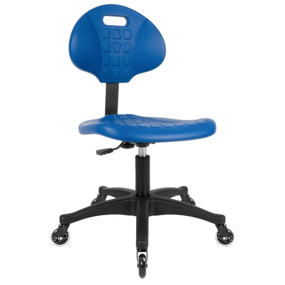 TAKE UR SEAT Deluxe Polyurethane Lab Stool Chair, 5" Adjustable Table Height, Heavy Duty, Blue (Blade Wheels)