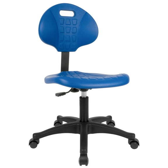 TAKE UR SEAT Deluxe Polyurethane Lab Stool Chair, 5" Adjustable Table Height, Heavy Duty, Blue (Self-Braking)