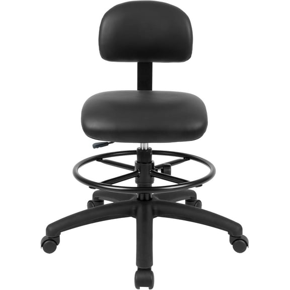 TAKE UR SEAT® Economical Multi-Purpose Medical Spa Drafting Stool with Adjustable seat and Back Height. Advanced Fabric seat Cover is Easy to Clean. Standard Casters (Med. Bench Height Black)