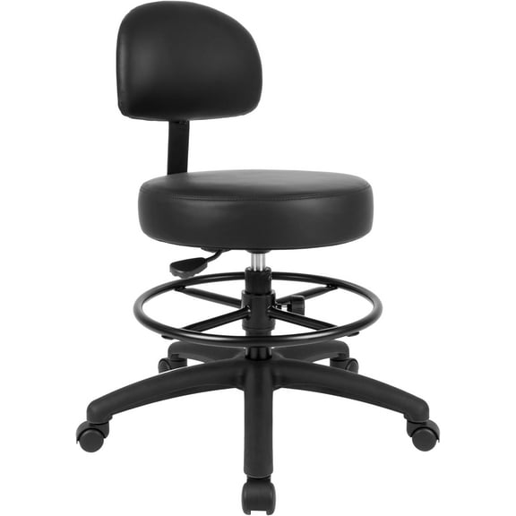 TAKE UR SEAT Economical Multi-Purpose Medical Spa Drafting Stool with Adjustable seat and Back Height. Comfortable Thick seat Padding. Easy to Clean (Med. Bench Height Black)