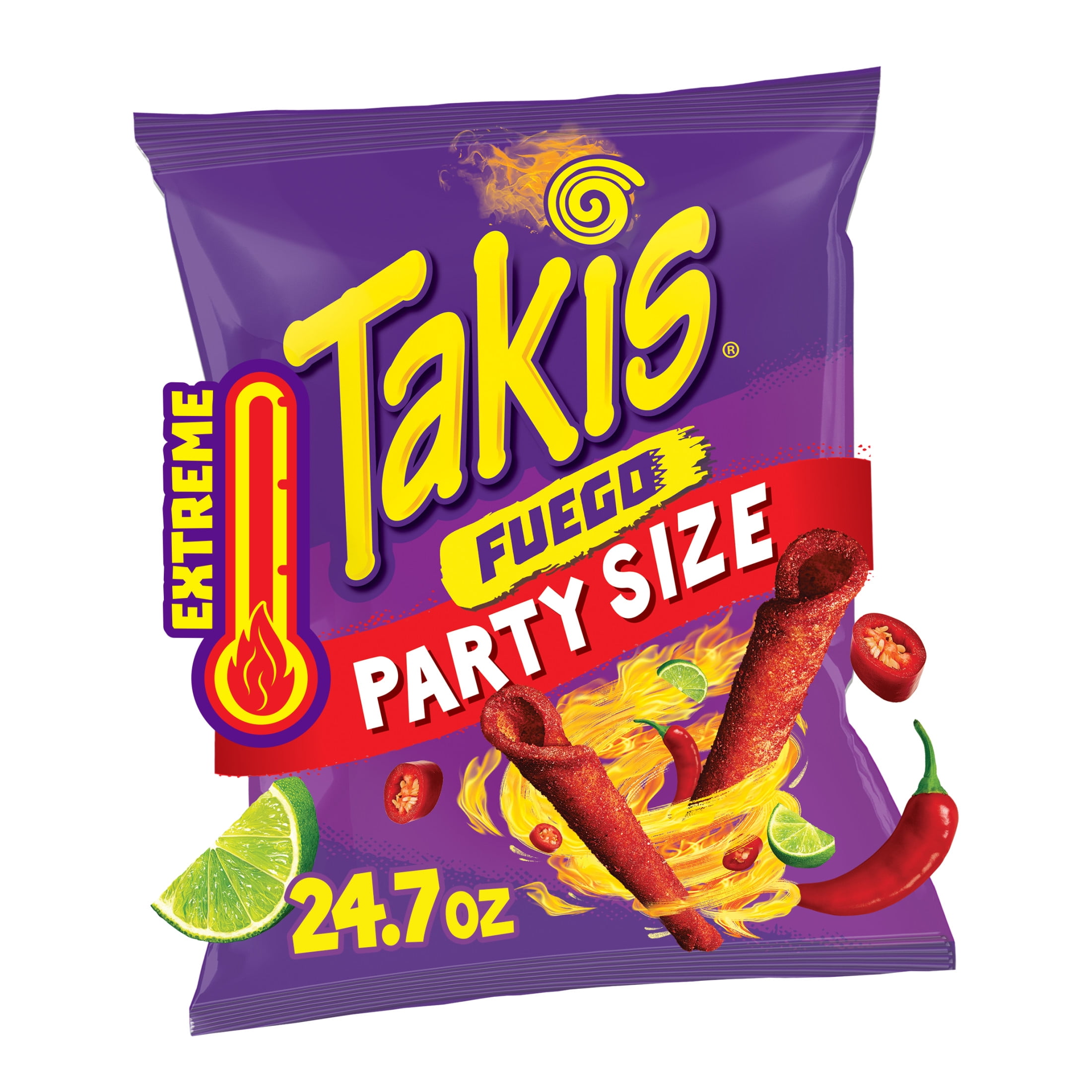 Takis Fuego Family Spicy Variety: 24.7oz Party Size Bag, Hot Chili 