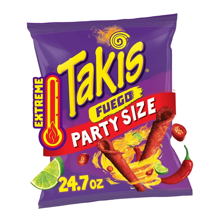 Takis Fuego Family Spicy Variety: 24.7oz Party Size Bag, Hot Chili 