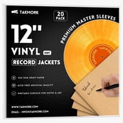 TAKMORK 12" Blank Vinyl Record Jackets, 350gsm Heavyweight Kraft Cardstock LP Album Covers with 4mm Spine, 20 Pack