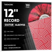 TAKMORK 12" Vinyl Record Outer Sleeves, LP Album Cover Protectors, 3 Mil Thick, 100 pack