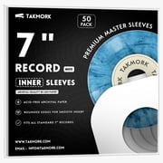 TAKMORK 7" Vinyl Record Inner Sleeves, 80g Heavyweight White Paper Protective Inserts for 45 RPM Singles, Rounded Corners, 50 Pack
