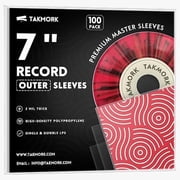 TAKMORK 7" Vinyl Record Outer Sleeves, Crystal Clear 3 Mil Thick Plastic Protective Covers for 45 RPM Singles, Flush-Cut for Easy Access, 100 Pack