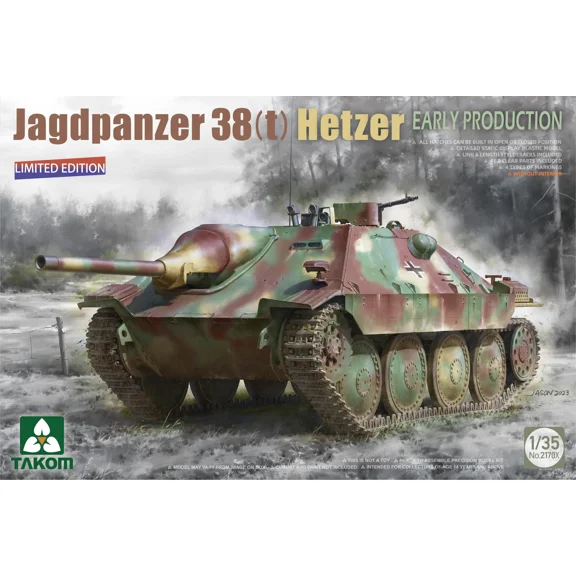 TAKOM 2170X 1/35  38(t) Hetzer Early Production No Interior Limited Edition Model Kit