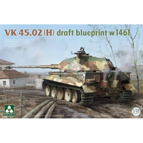 TAKOM 2191 1/35 Scale VK45.02(H) Draft Blueprint  W1461 Model Kit