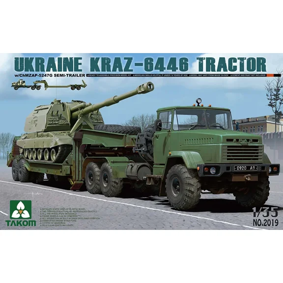 TAKOM Assembled Model Kit TAKOM-2019 KRAZ-6446 Heavy Duty Transporter with Semi-Trailer 1/35