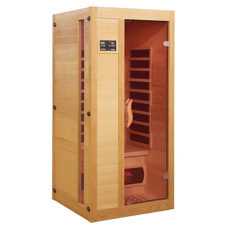 TAKOYI 1-2 Person Standard Indoor Canadian Hemlock Wood Infrared Sauna House, 1500W with LED Control Panel