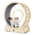 thumbnail image 1 of TAKOYI Cat Exercise Wheel, Cat Treadmill Wheel with Carpeted Runway for Daily Exercise, 37" Natural Wood Color, 1 of 10