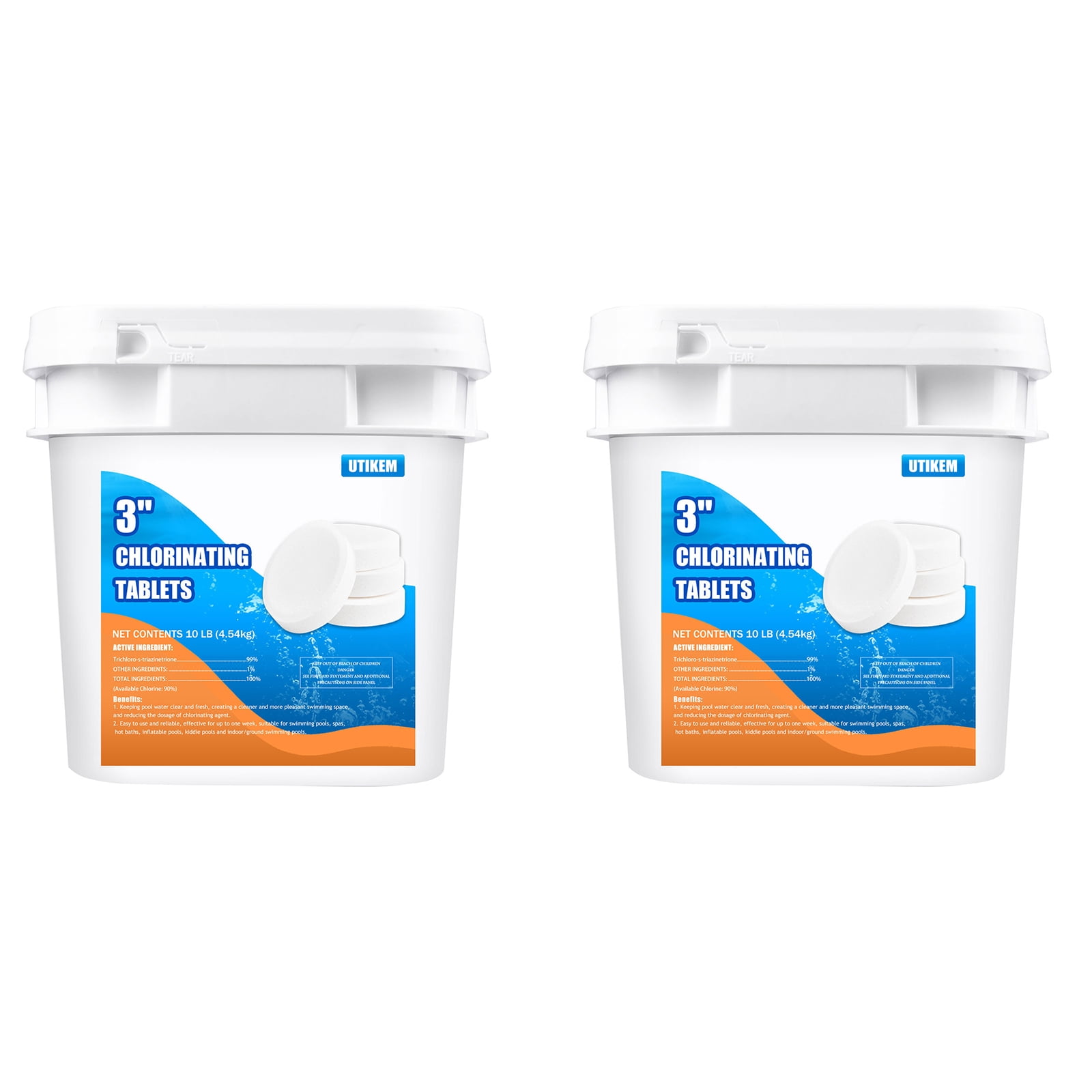 TAKSHO 20 Pounds 3" Stabilized Chlorine Tabs for Swimming Pools, Hot Tubs, and Spas, Slow Dissolving, Chlorinating Tablets - 10 Pounds 2 Packs