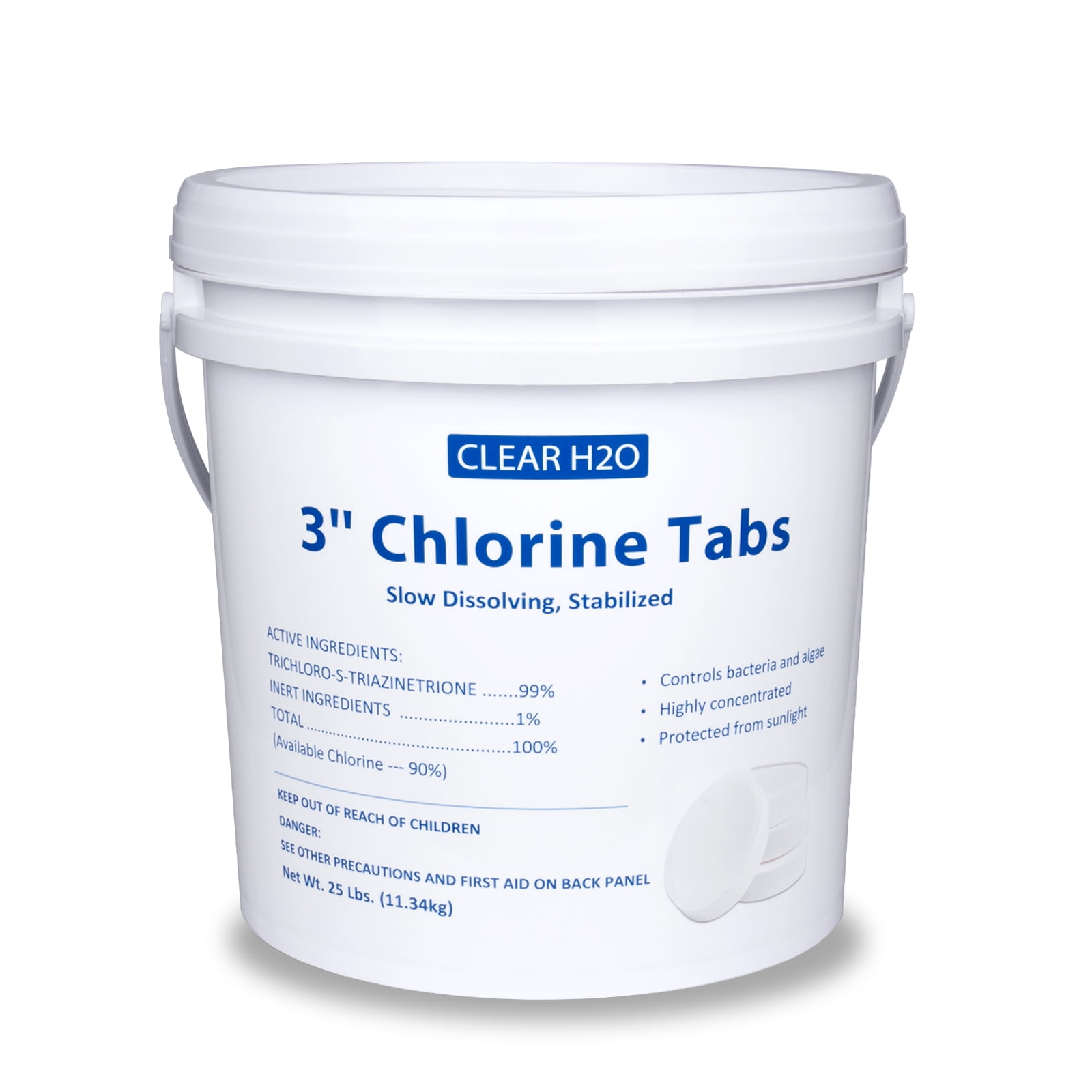 TAKSHO 3 INCH Chlorine Tablets, Pool Sanitizer, Long Lasting, Slow Dissolving, Tri-Chlor for Swimming Pools, Hot Tubs - 25 Pounds