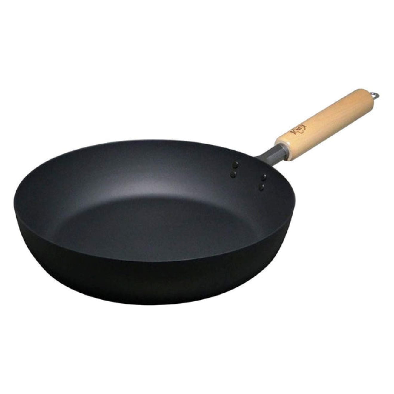 Takumi Japan Non-Stick Black Aluminum Frying Pan with Wooden Handle