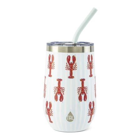 TAL 16oz Stainless Steel Wine Tumbler with Straw, Lobsters