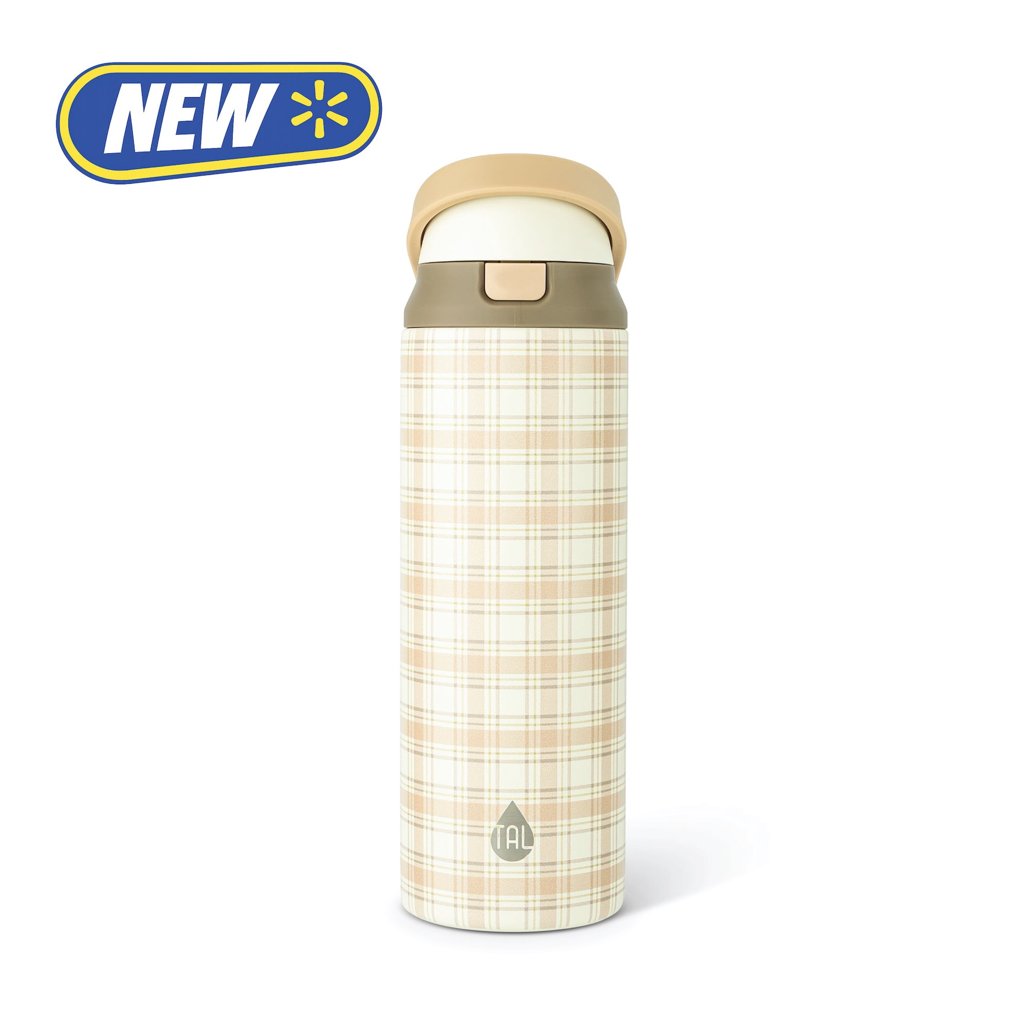 TAL 24oz Stainless Steel 2-in-1 Water Bottle with Straw and Chug Lid, Plaid