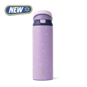 TAL 24oz Stainless Steel 2-in-1 Straw and Chug Water Bottle with Push Lid, Purple Flowers